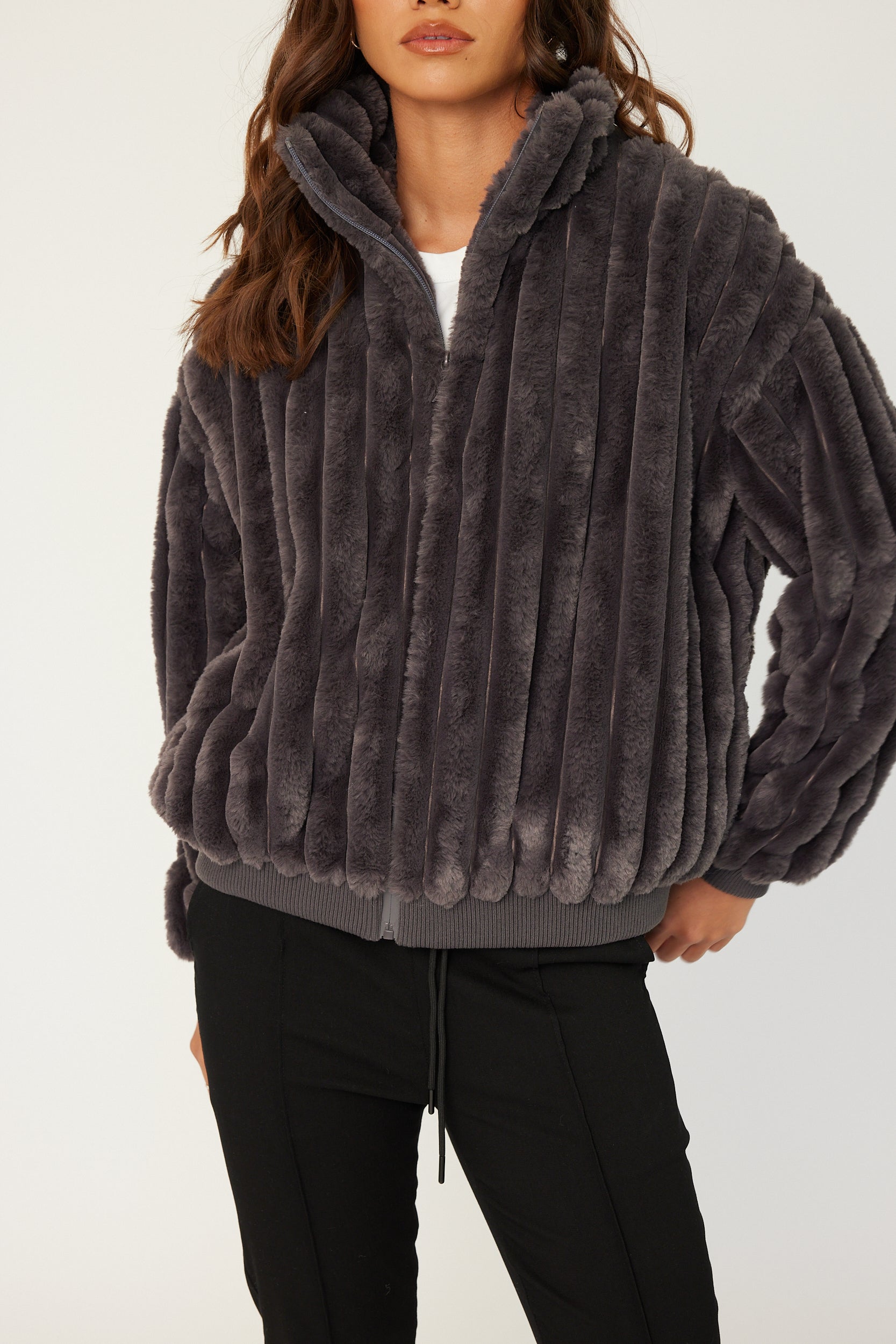 CHILLI Faux Jacket Dark Grey