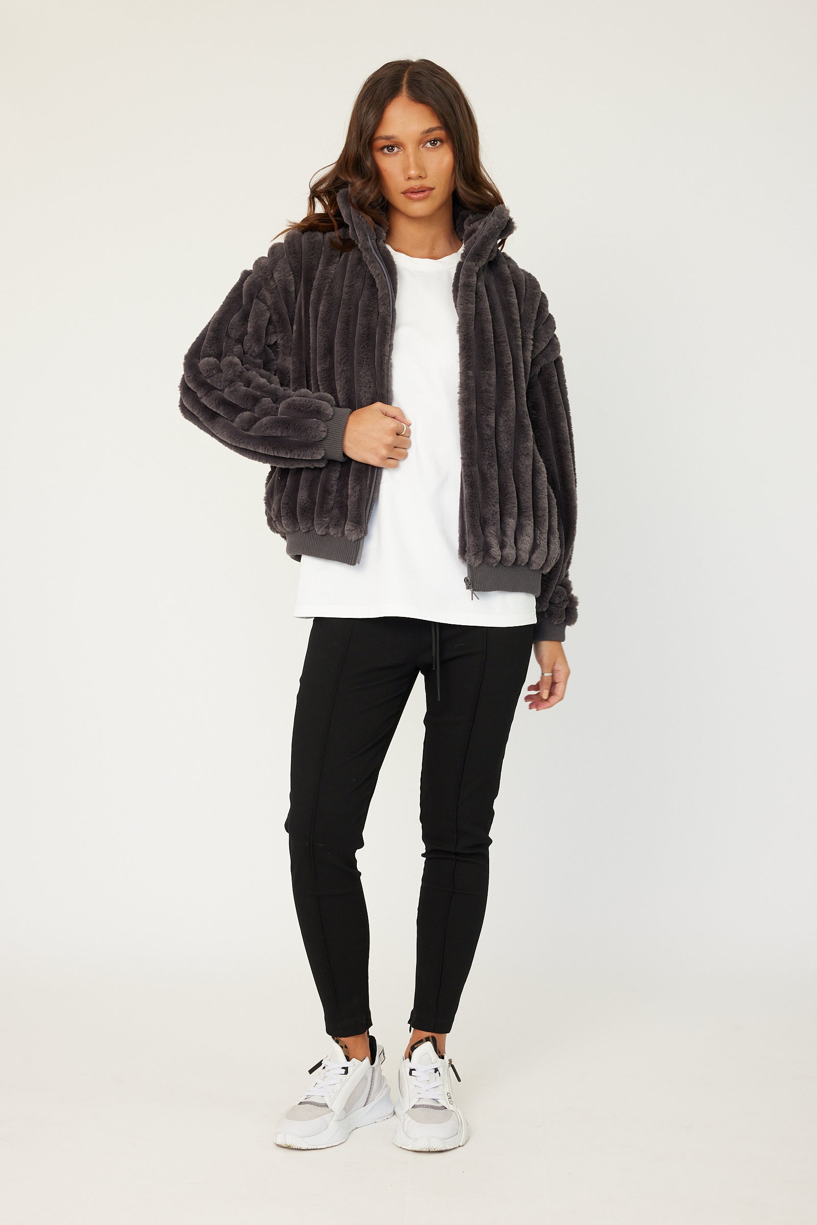 CHILLI Faux Jacket Dark Grey