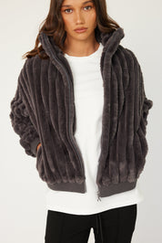 CHILLI Faux Jacket Dark Grey