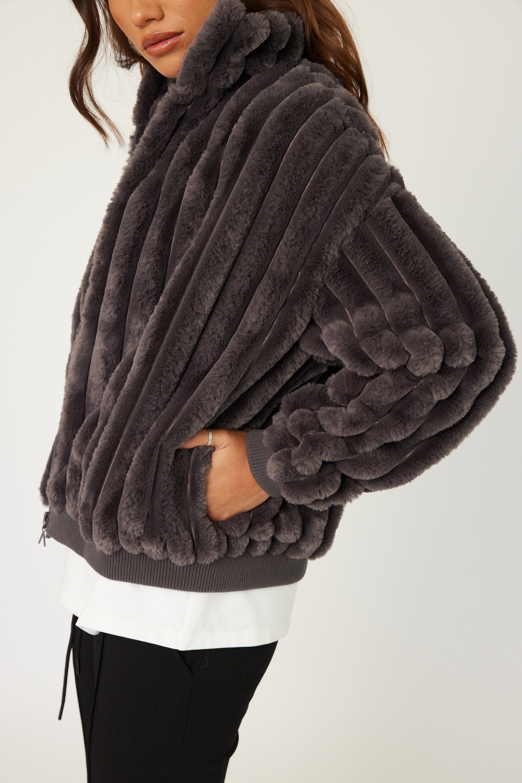 CHILLI Faux Jacket Dark Grey