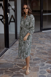 BANTAS Dress Emerald Textured Print