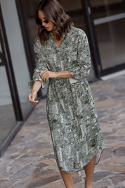 BANTAS Dress Emerald Textured Print