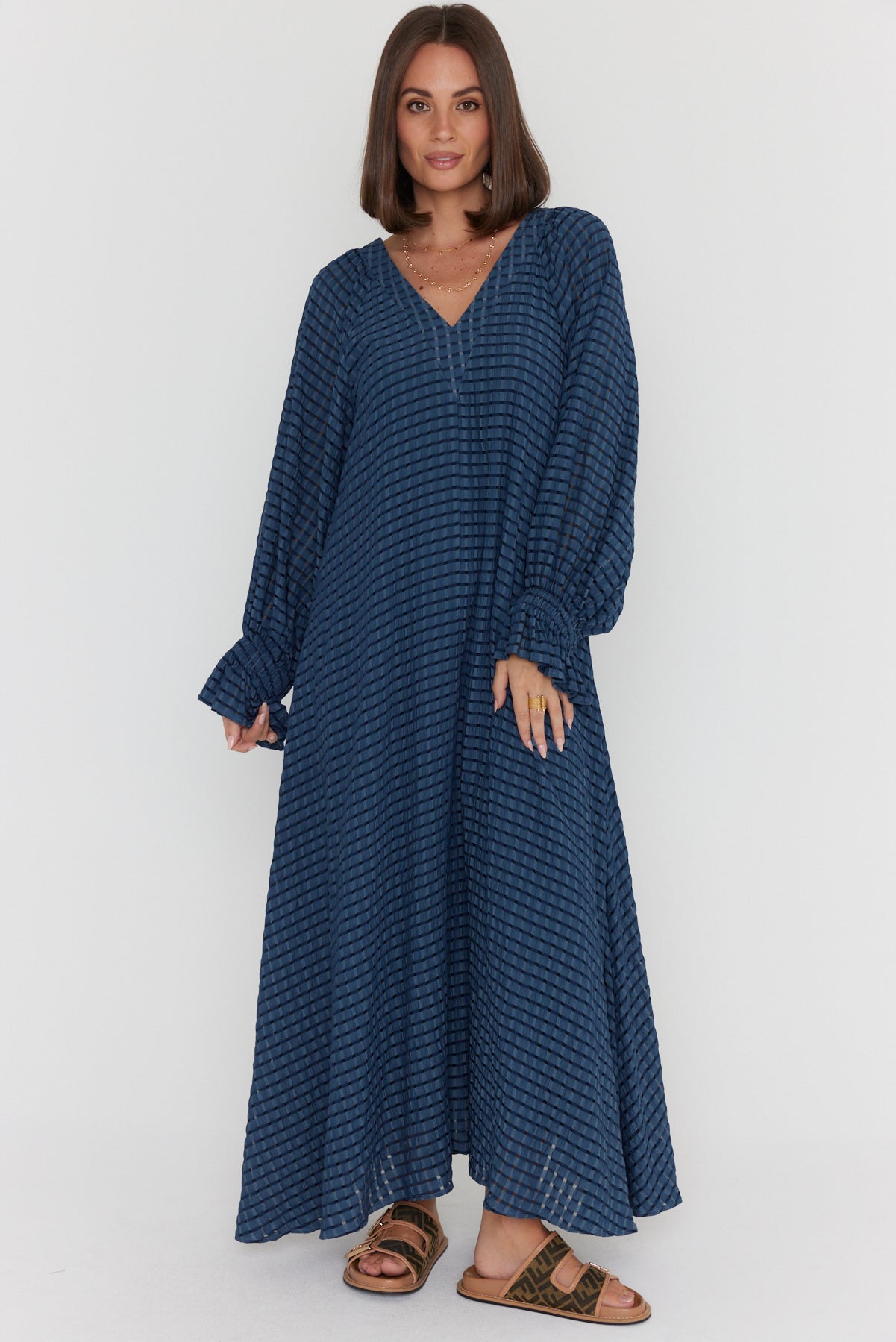 MADERO Dress Chequer Navy