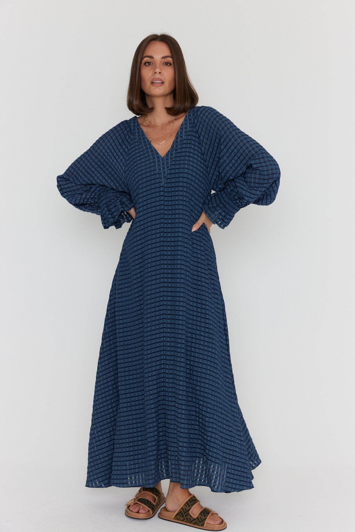 MADERO Dress Chequer Navy