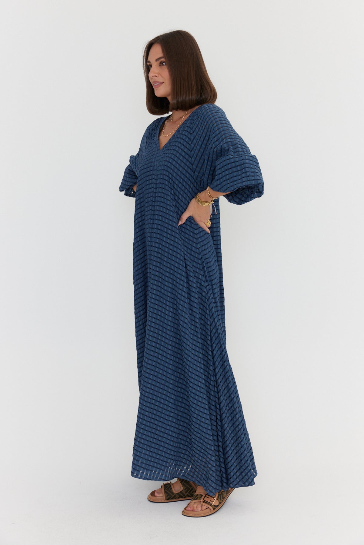 MADERO Dress Chequer Navy