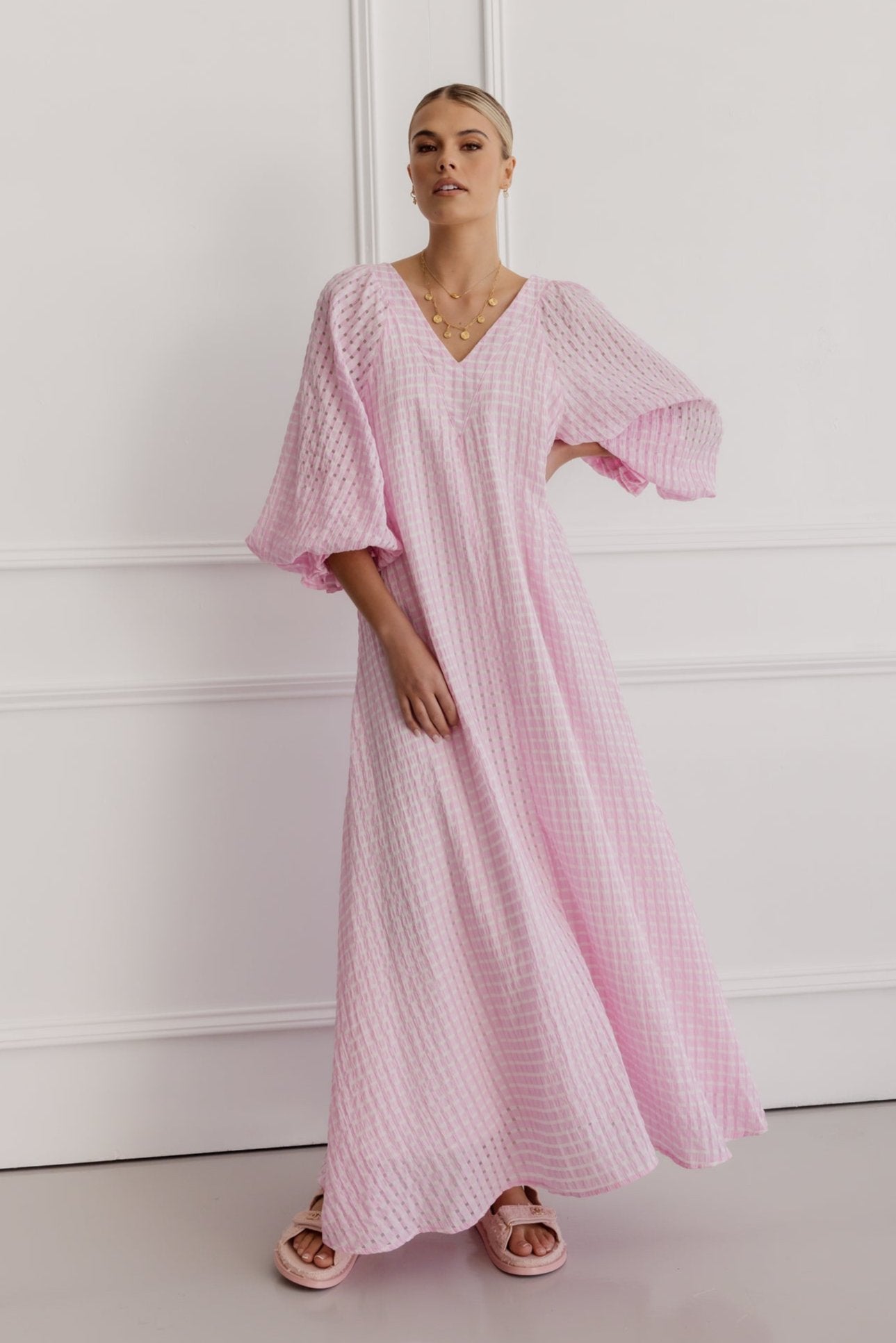 MADERO Dress Chequer Pink