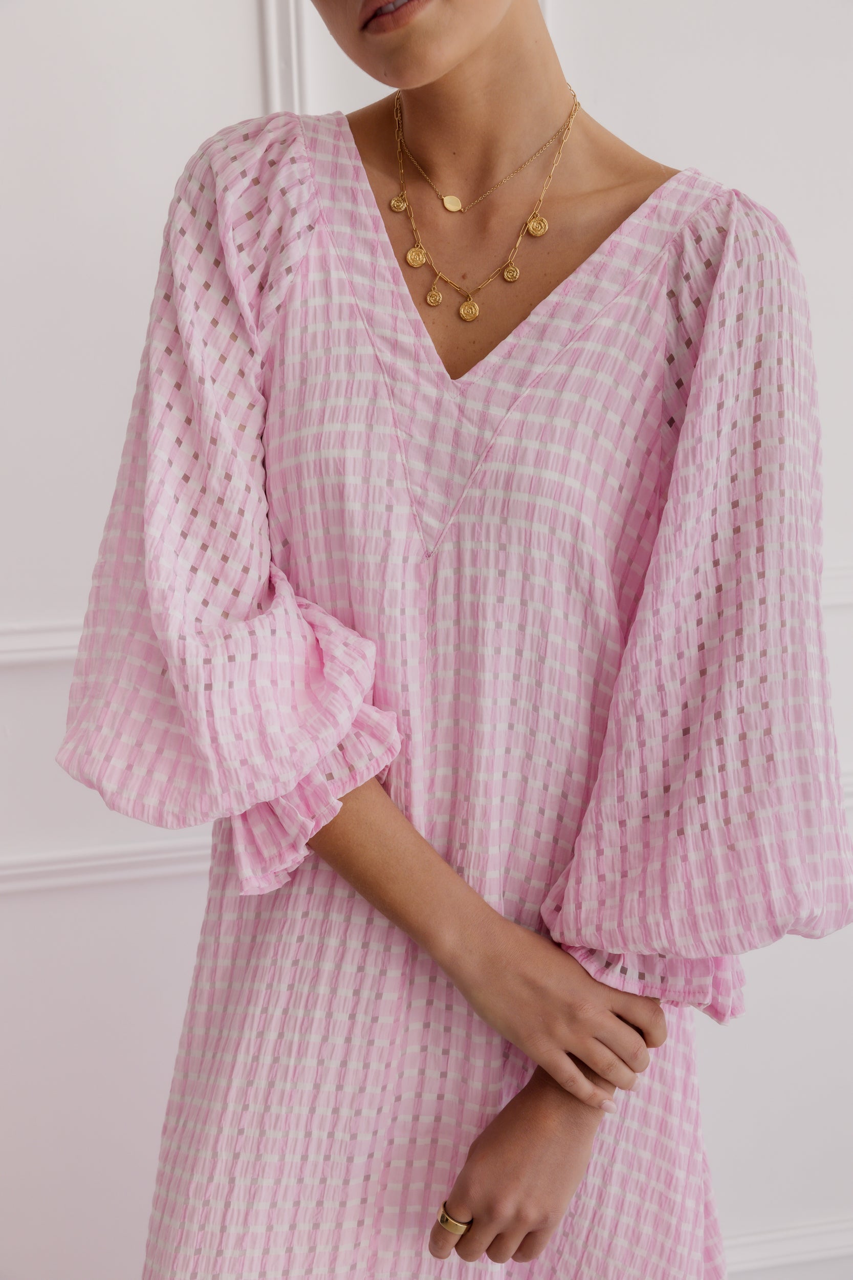MADERO Dress Chequer Pink