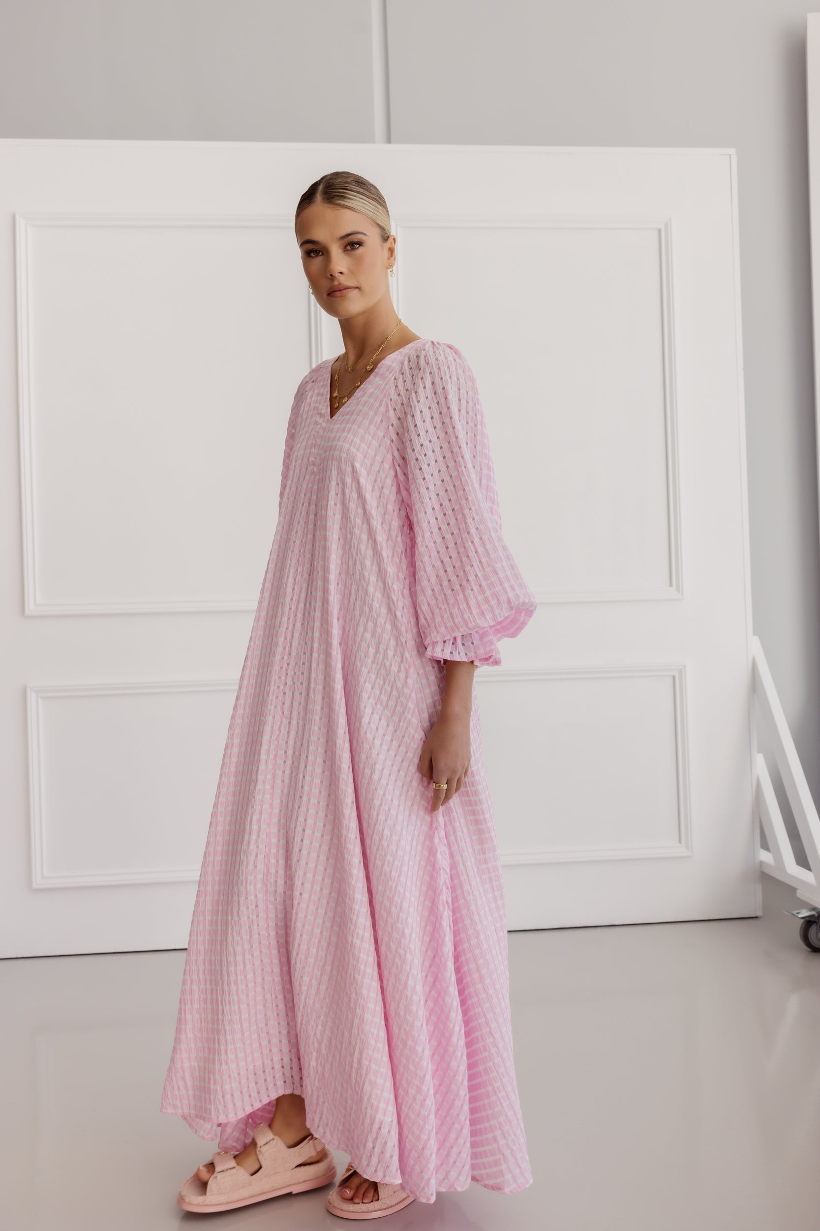 MADERO Dress Chequer Pink