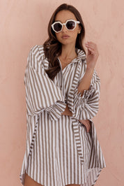 LYCIUM Dress Taupe Stripe