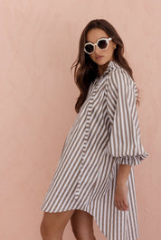 LYCIUM Dress Taupe Stripe
