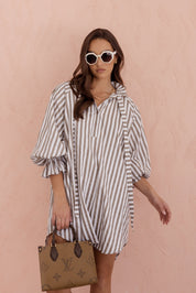 LYCIUM Dress Taupe Stripe