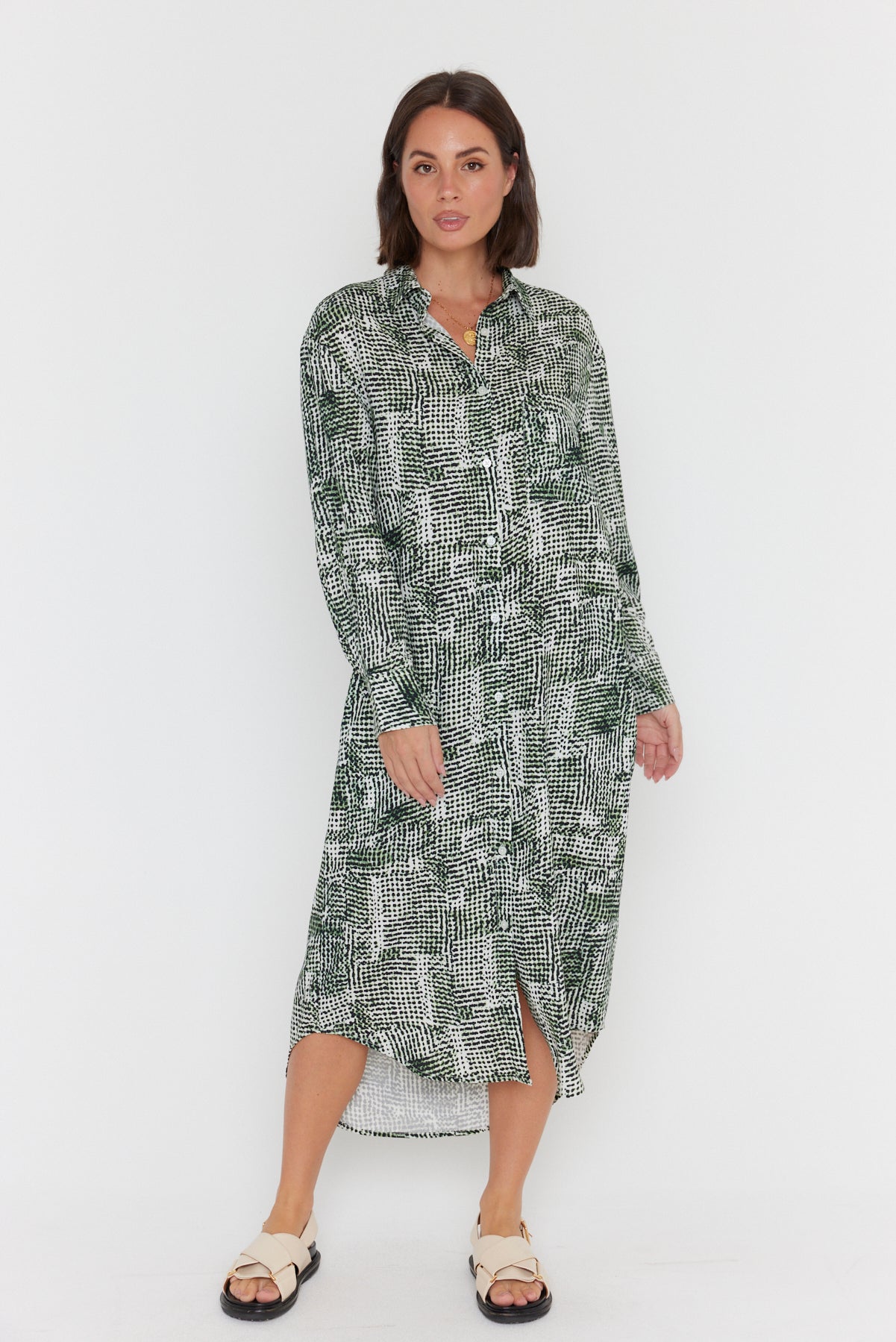 BANTAS Dress Emerald Textured Print