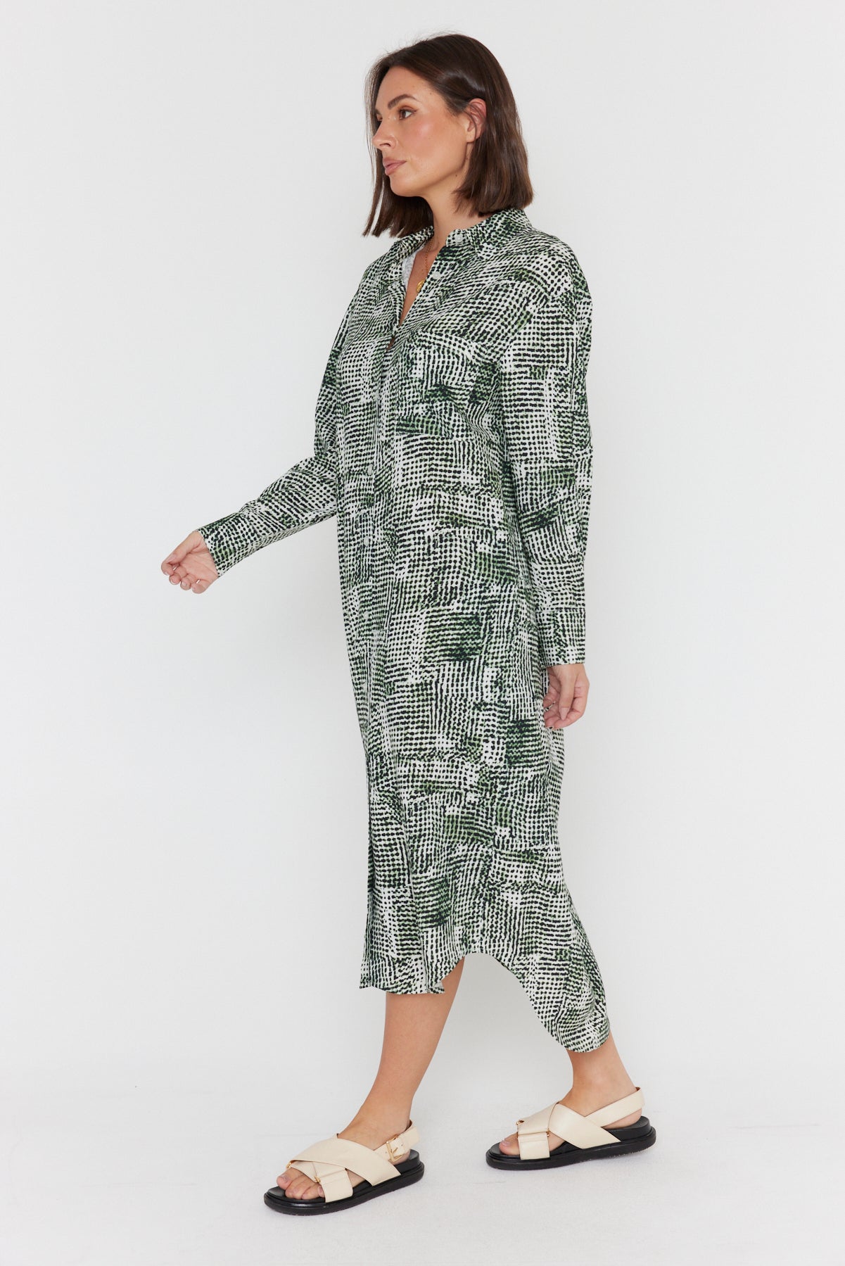 BANTAS Dress Emerald Textured Print