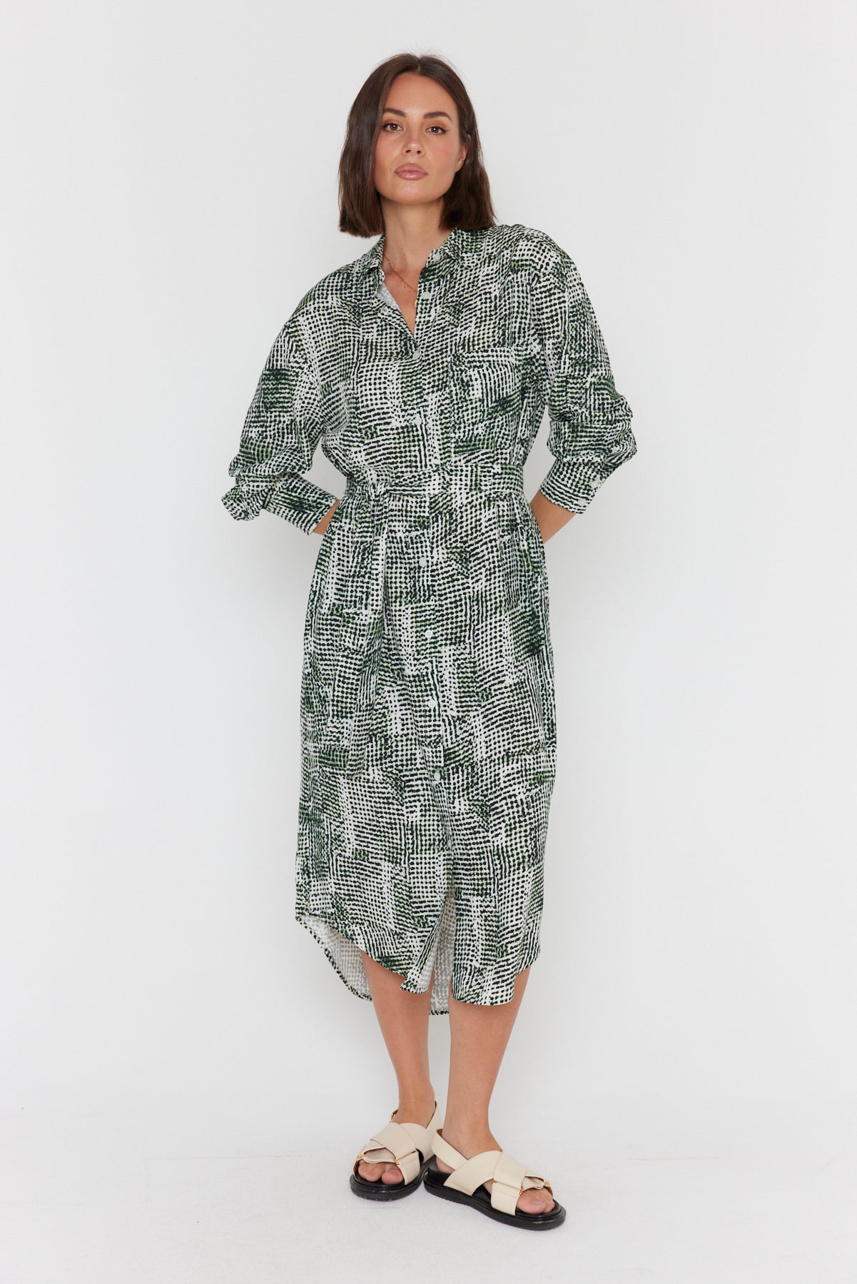 BANTAS Dress Emerald Textured Print