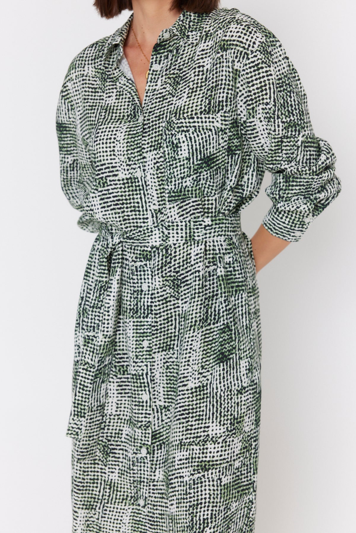 BANTAS Dress Emerald Textured Print