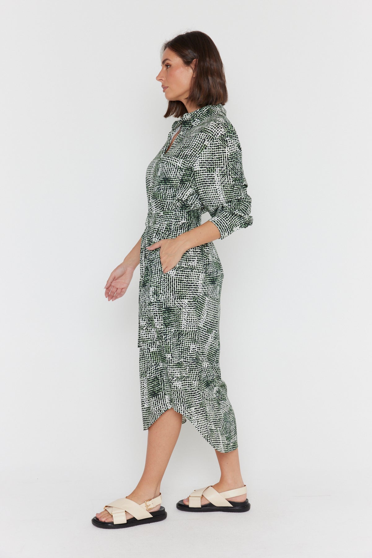 BANTAS Dress Emerald Textured Print