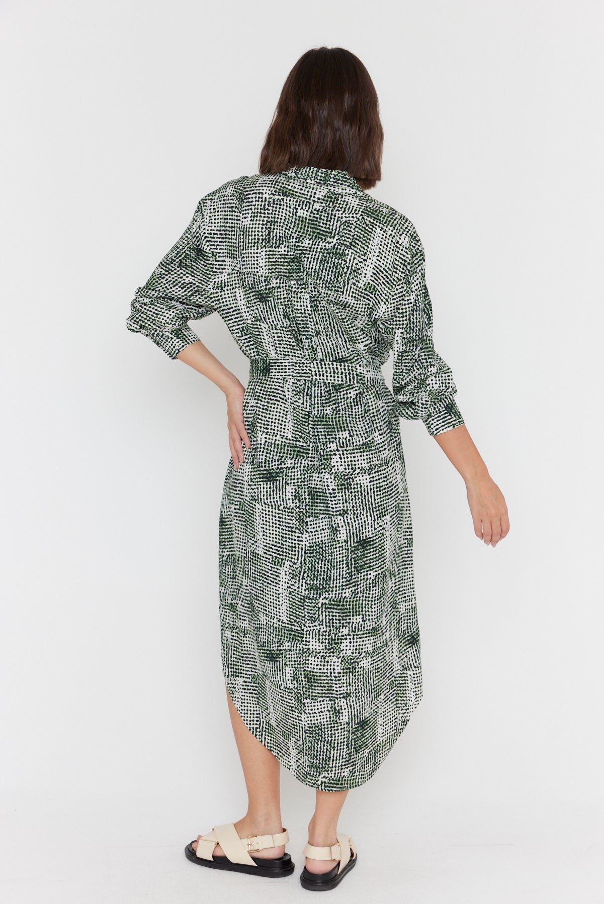 BANTAS Dress Emerald Textured Print