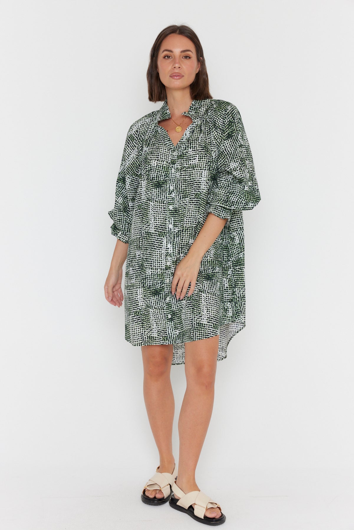 OLLIE Dress Emerald Textured Print