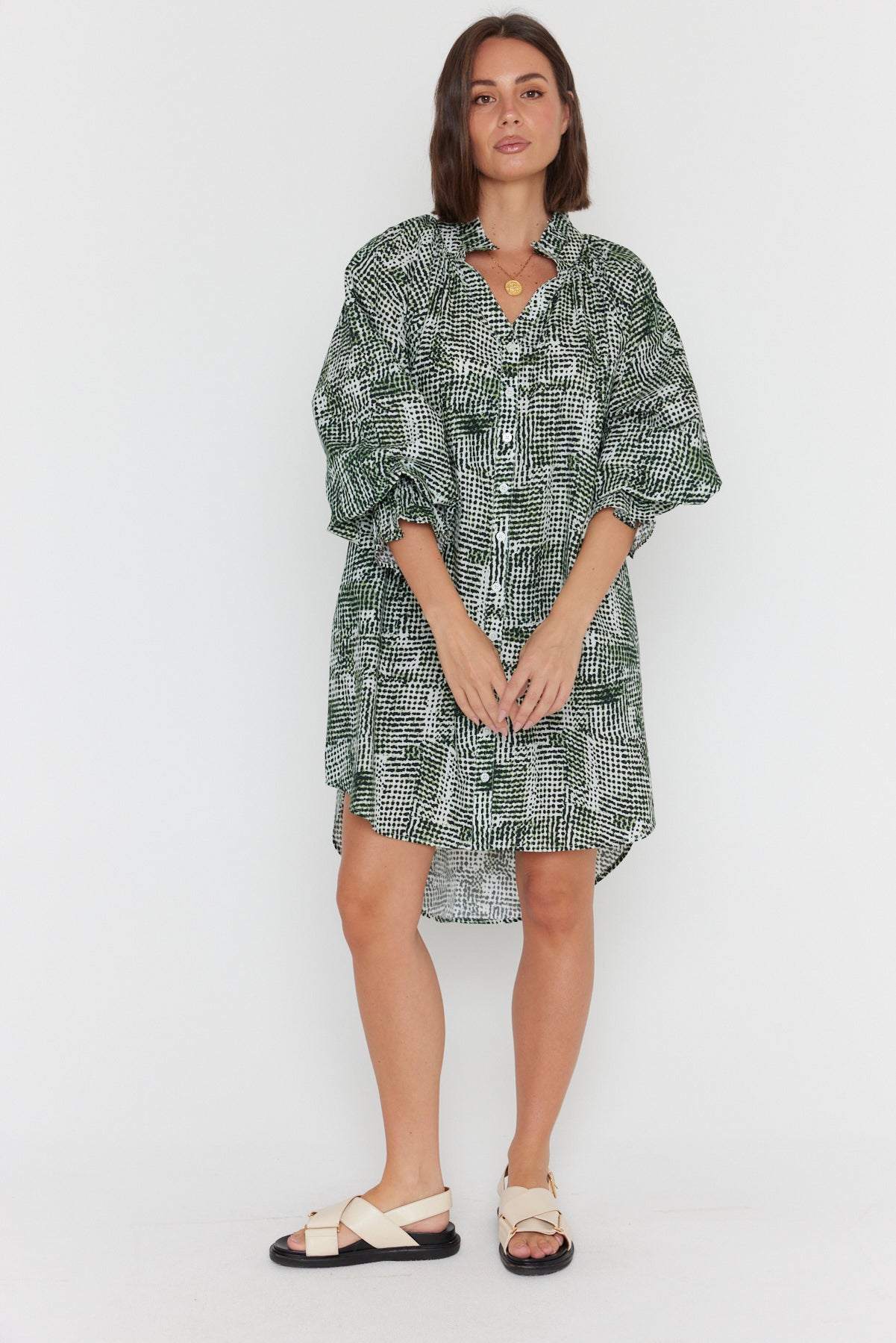 OLLIE Dress Emerald Textured Print