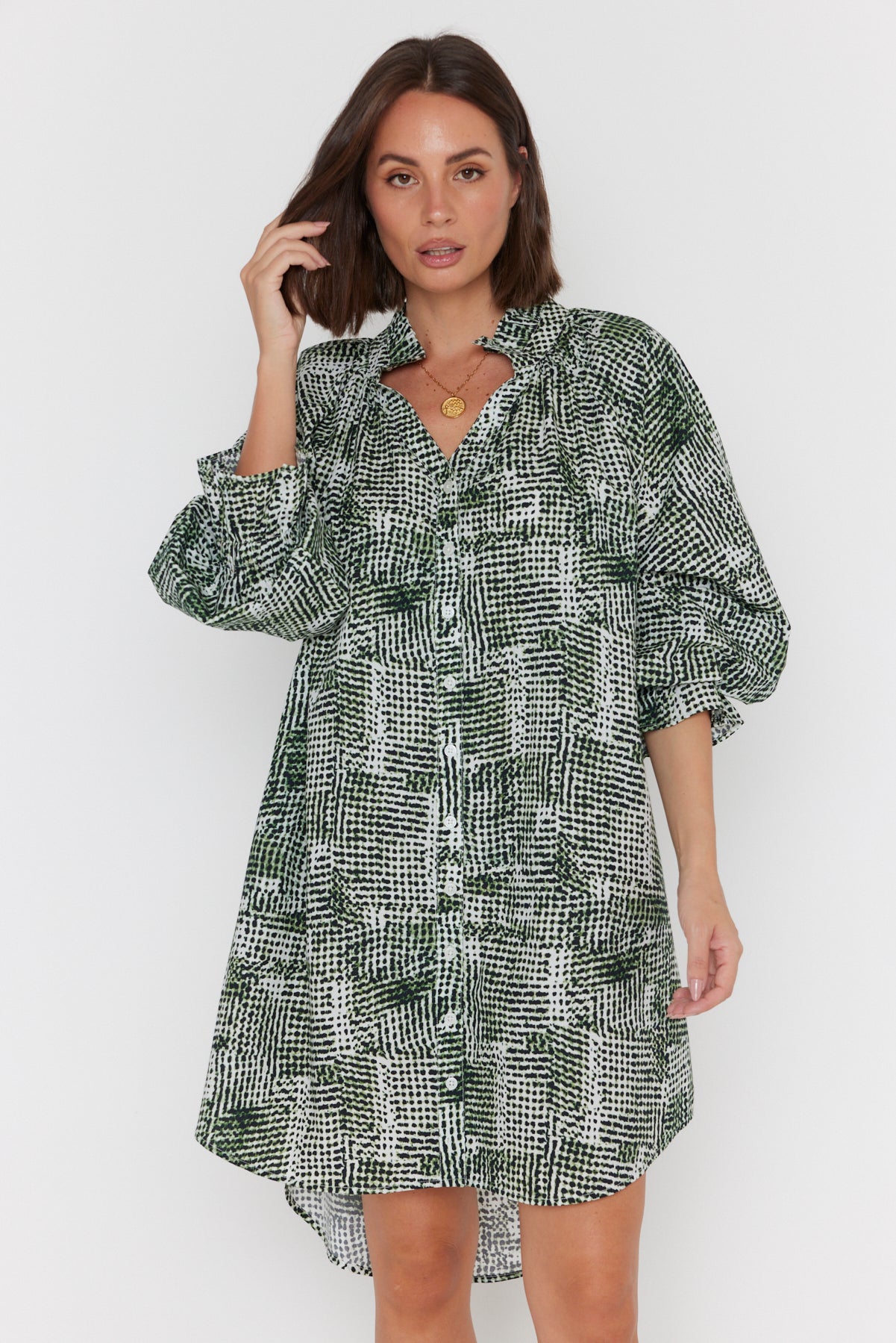 OLLIE Dress Emerald Textured Print