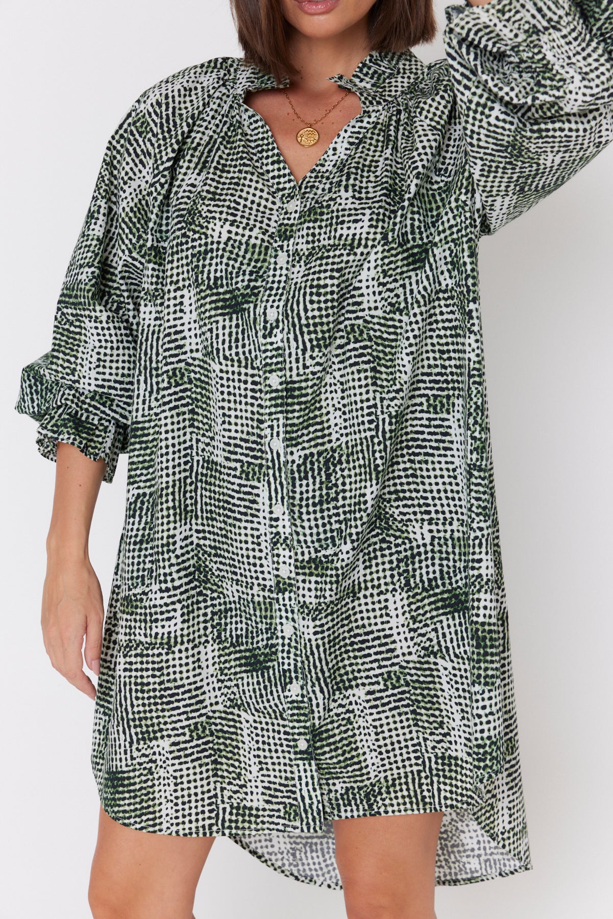 OLLIE Dress Emerald Textured Print