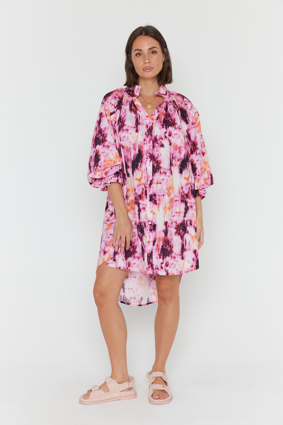 OLLIE Dress Pink Textured Print