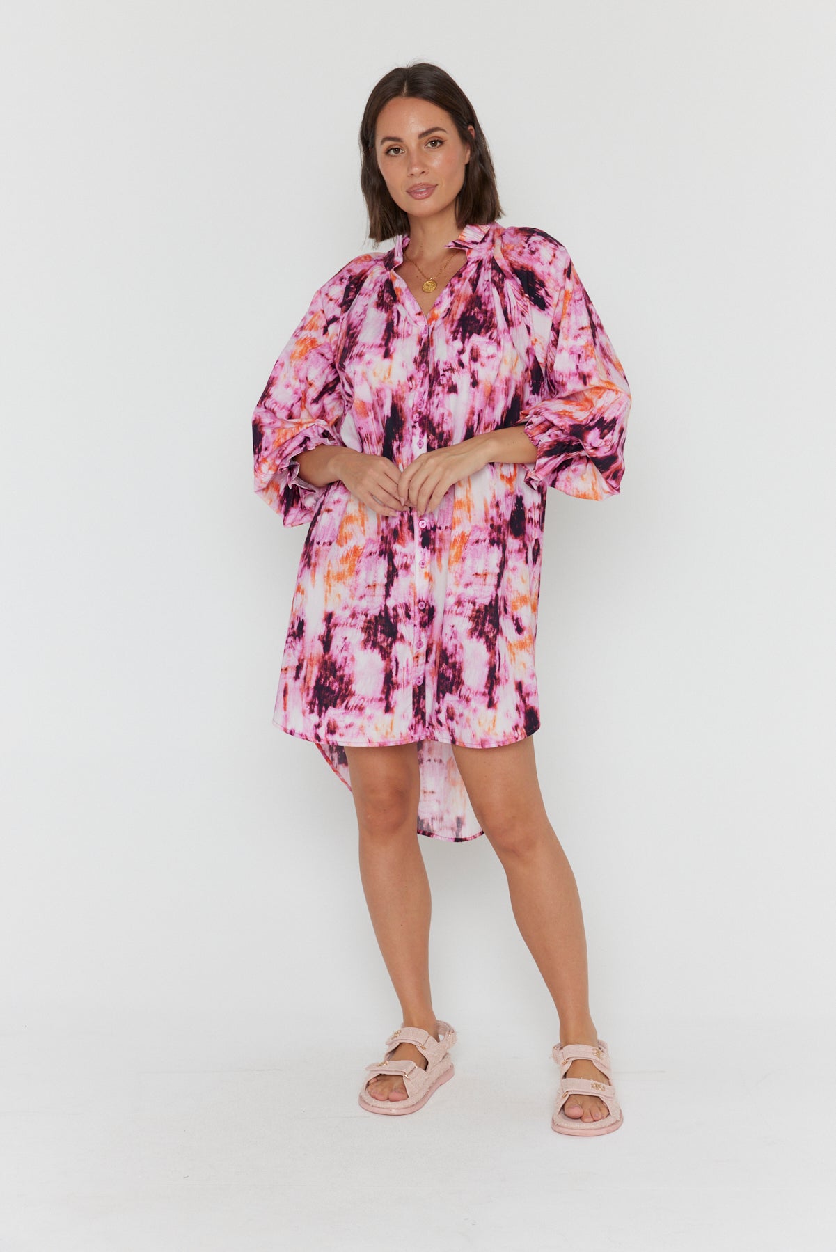 OLLIE Dress Pink Textured Print