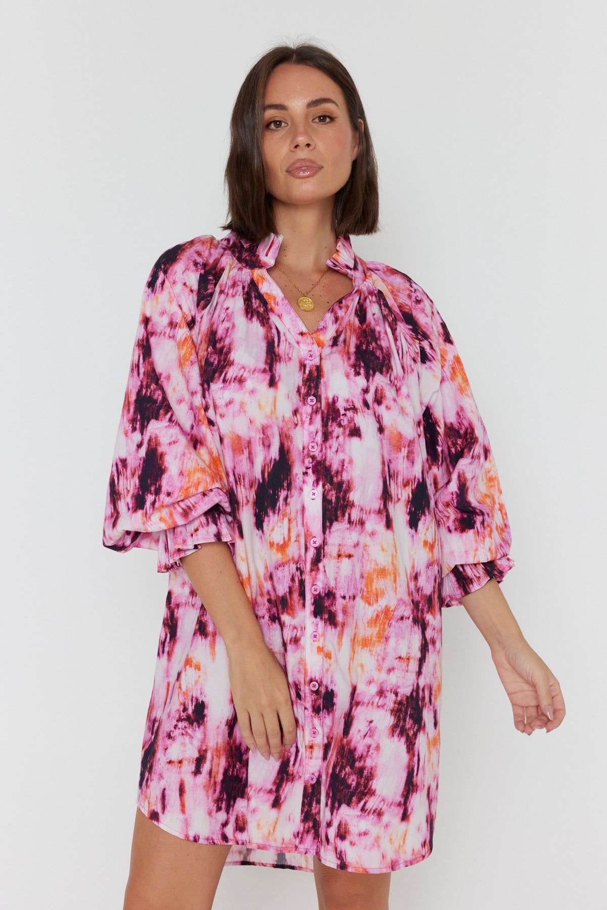OLLIE Dress Pink Textured Print