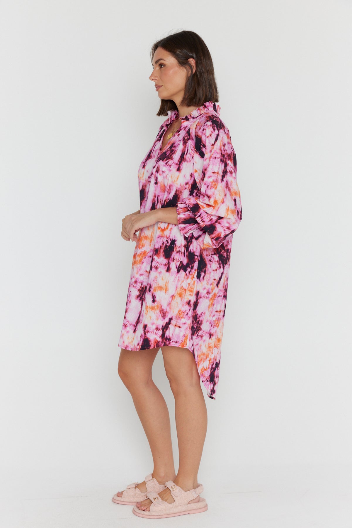 OLLIE Dress Pink Textured Print