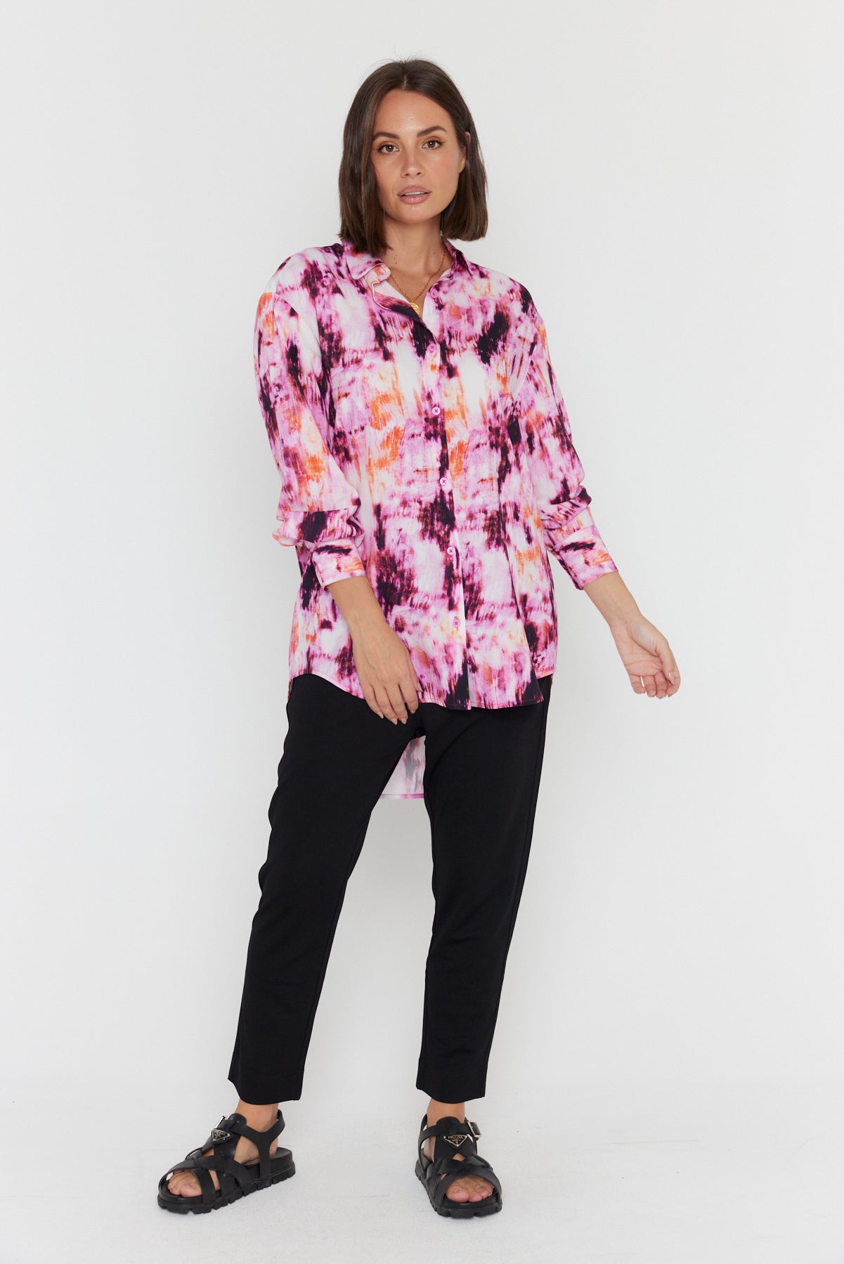 KRISTOS Shirt Pink Textured Print