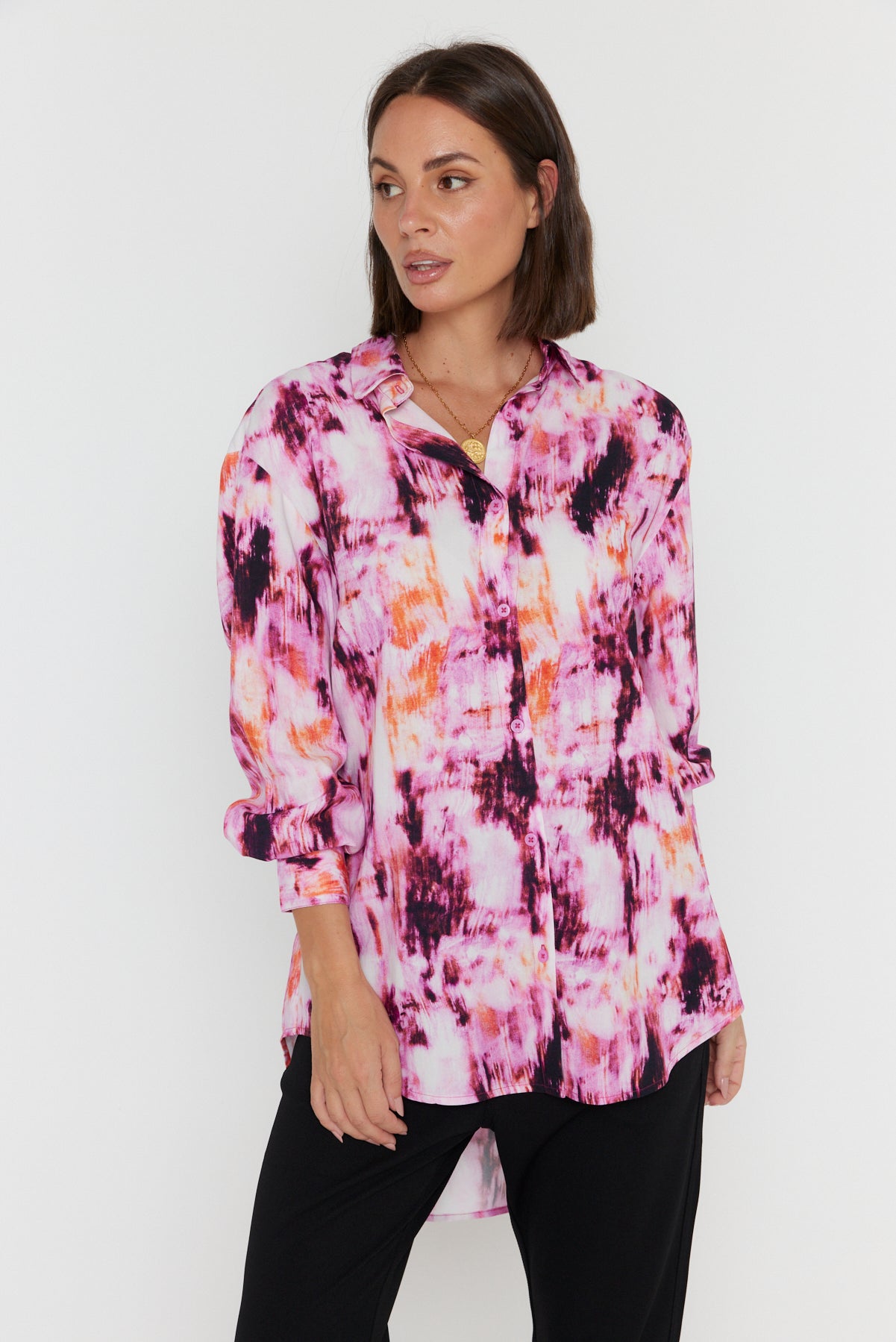 KRISTOS Shirt Pink Textured Print