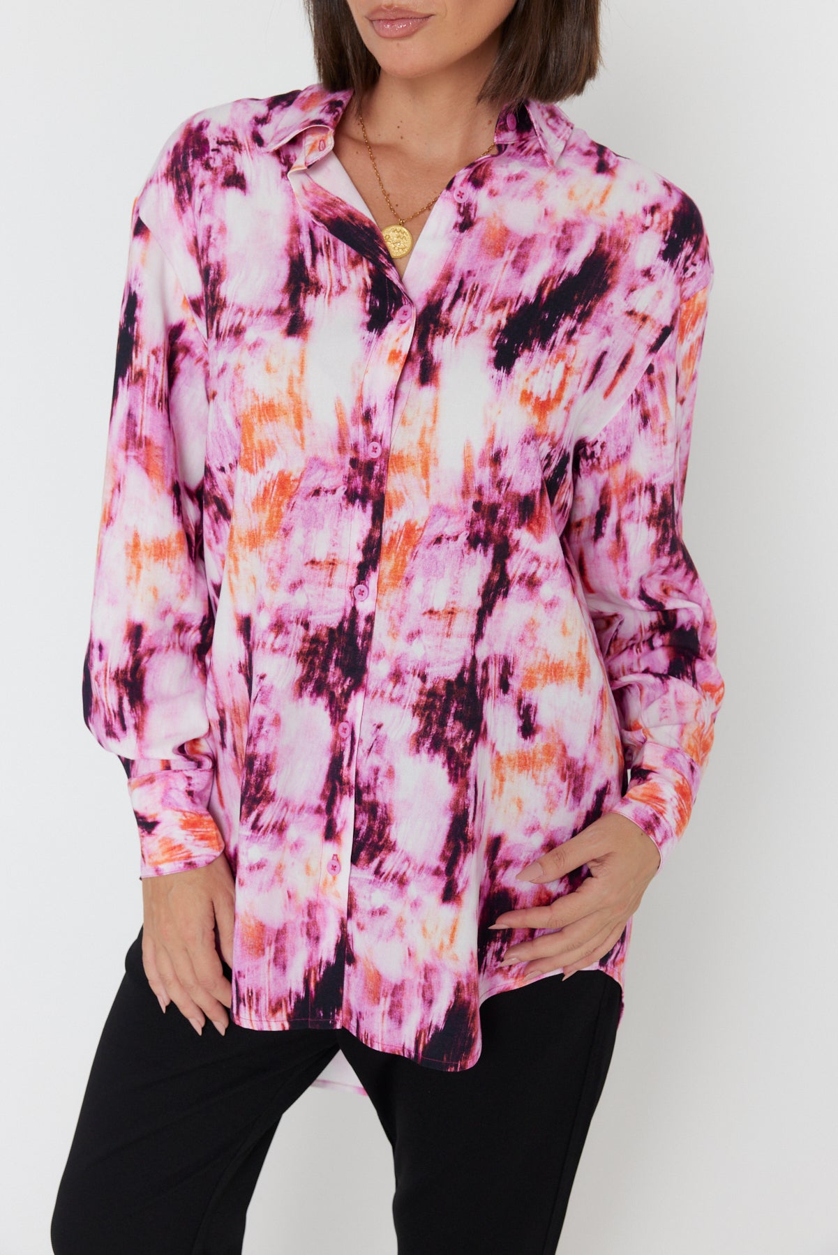 KRISTOS Shirt Pink Textured Print