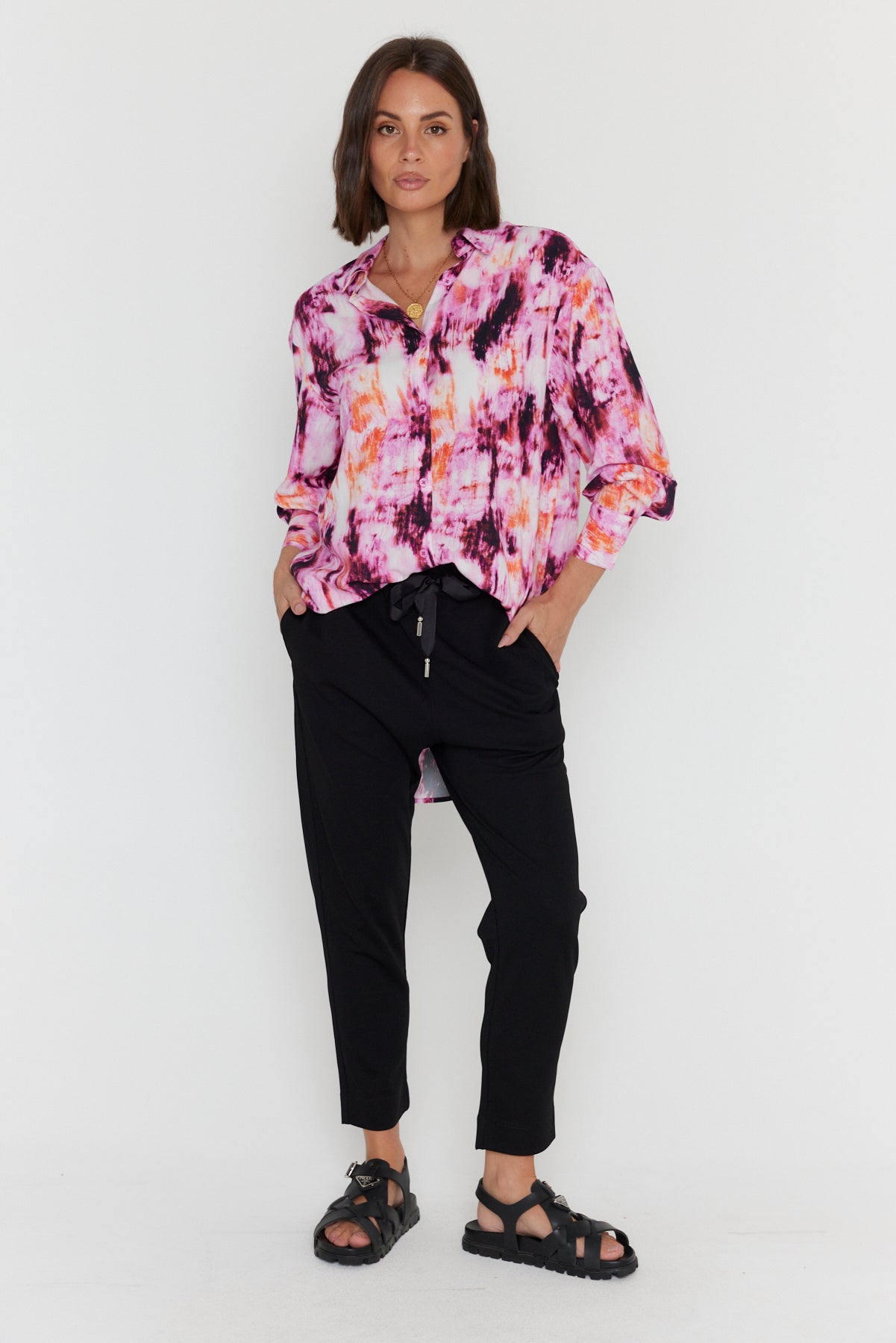 KRISTOS Shirt Pink Textured Print
