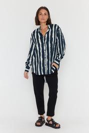 KRISTOS Shirt Navy Textured Stripe