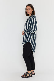 KRISTOS Shirt Navy Textured Stripe