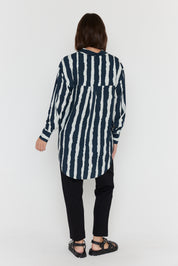 KRISTOS Shirt Navy Textured Stripe