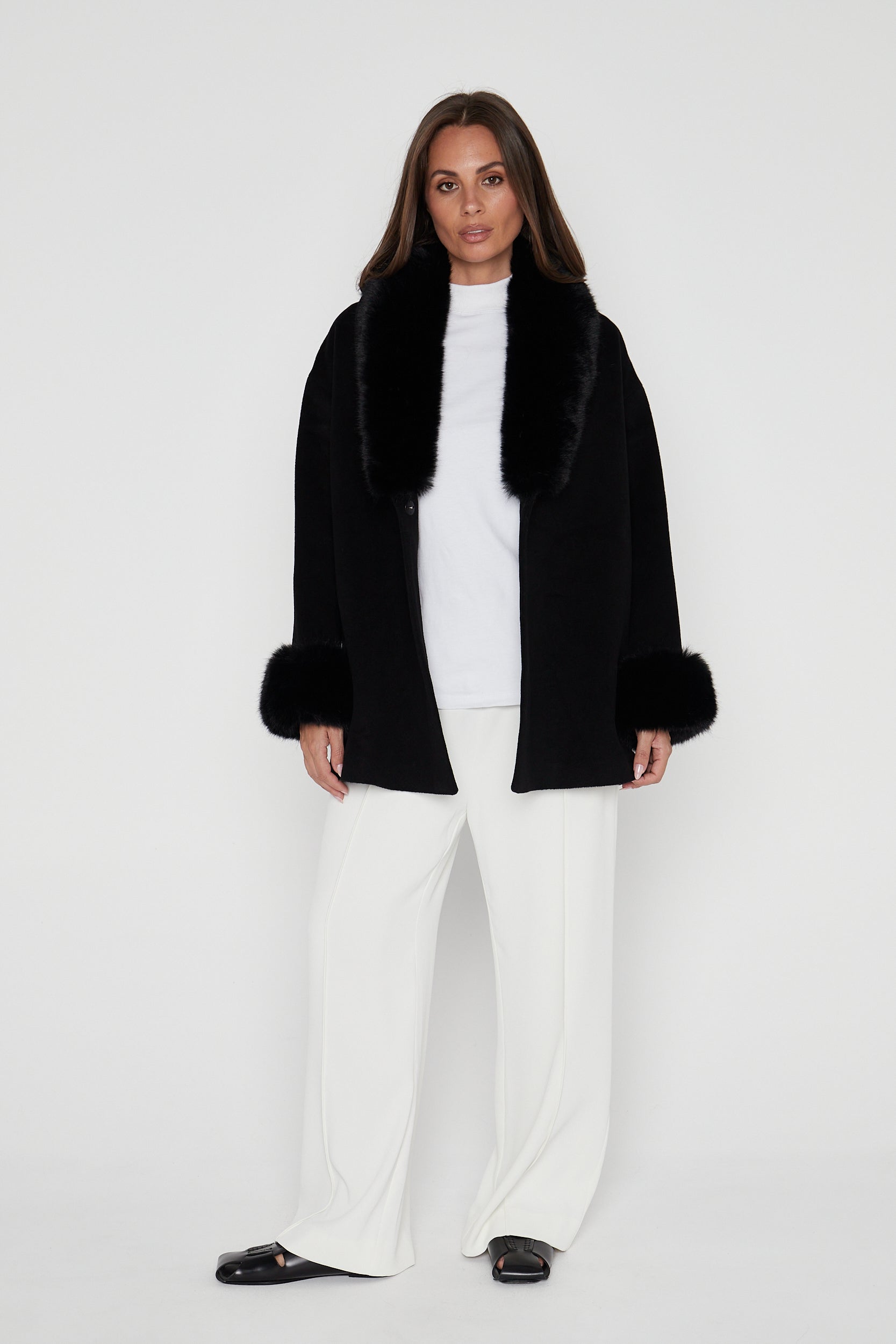 CARLO Faux Coat Black