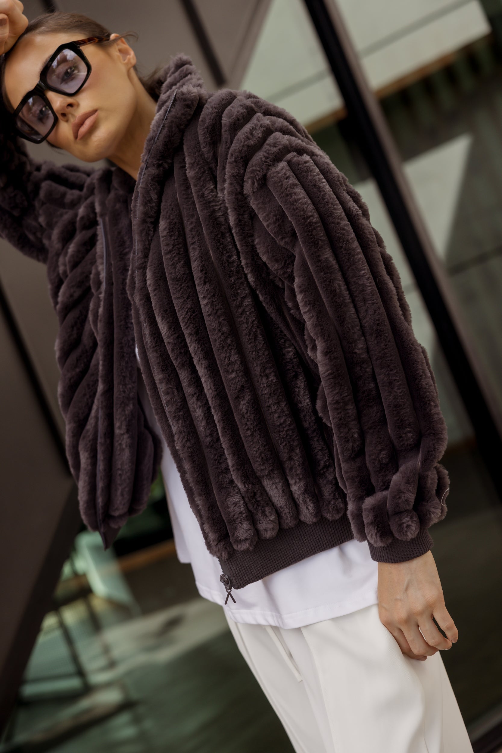 CHILLI Faux Jacket Dark Grey