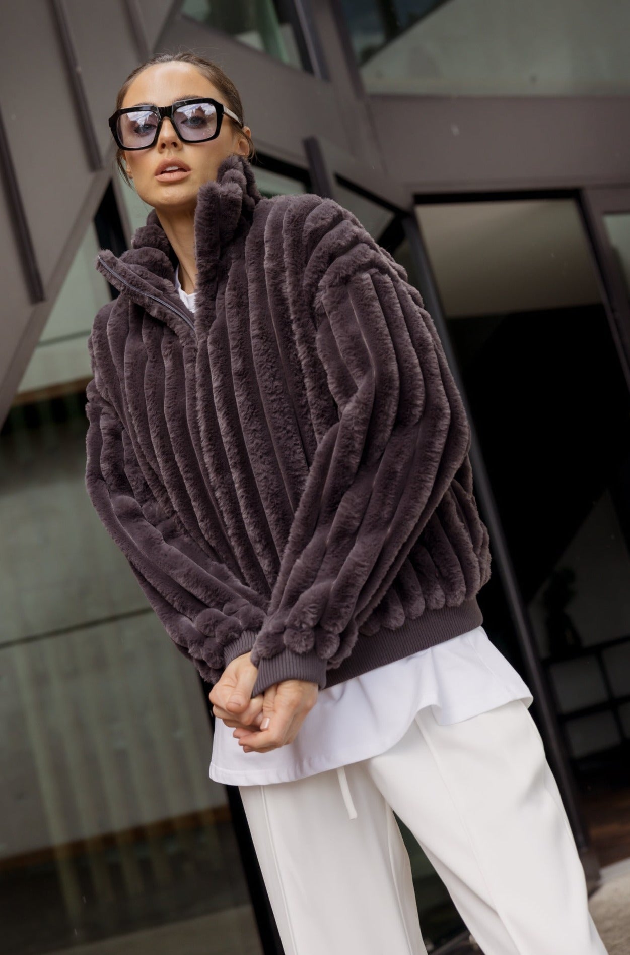 CHILLI Faux Jacket Dark Grey