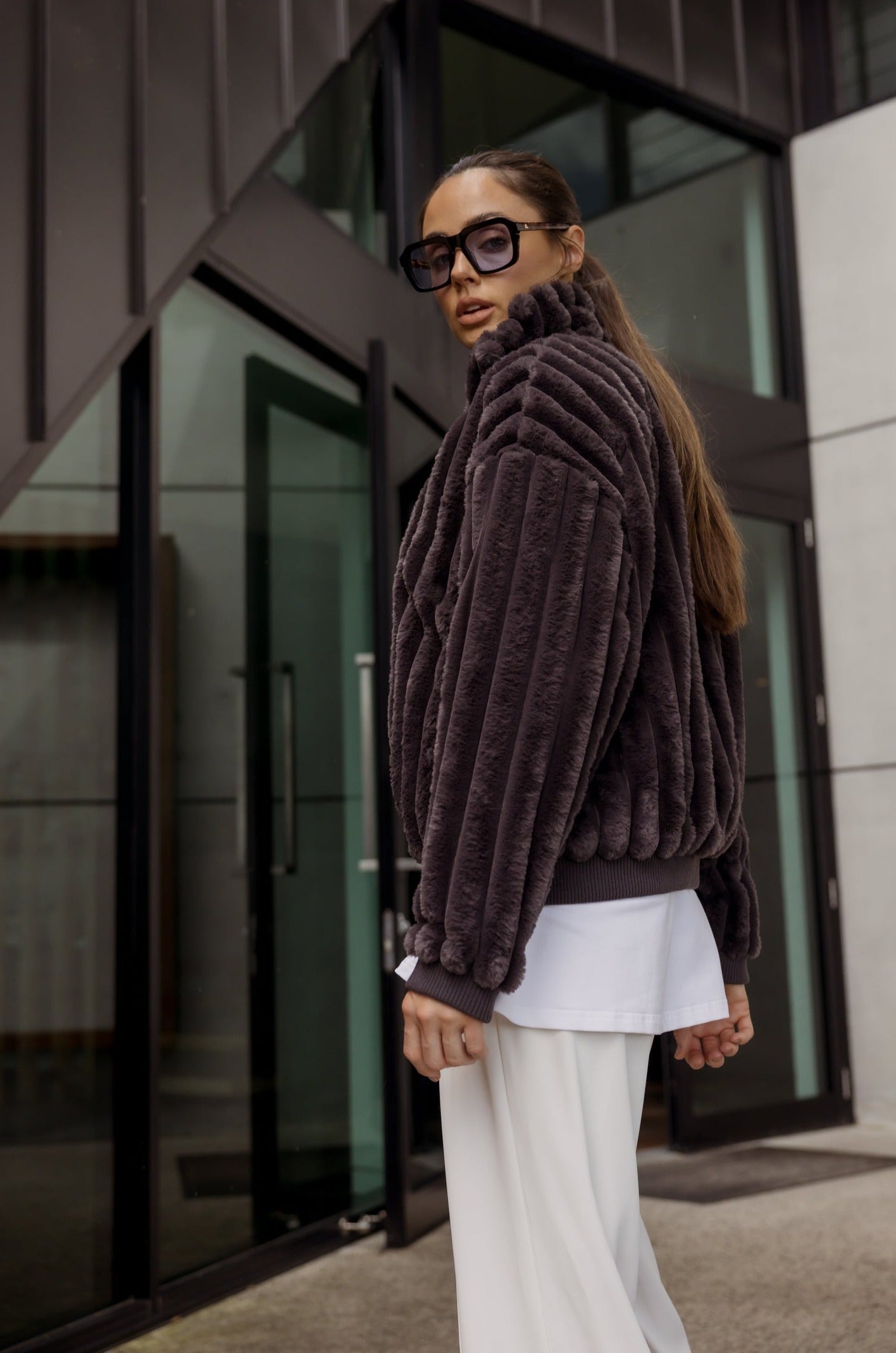 CHILLI Faux Jacket Dark Grey