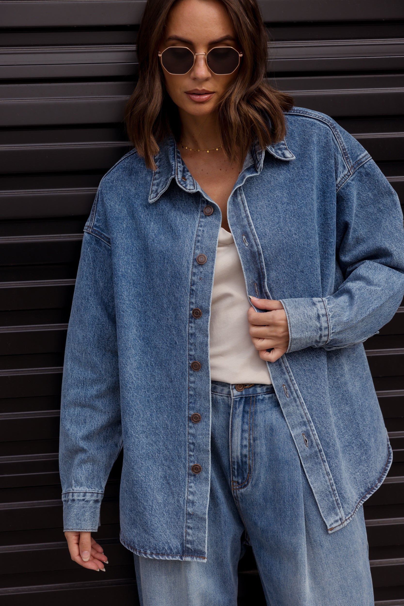 BASEN Shacket Blue Denim