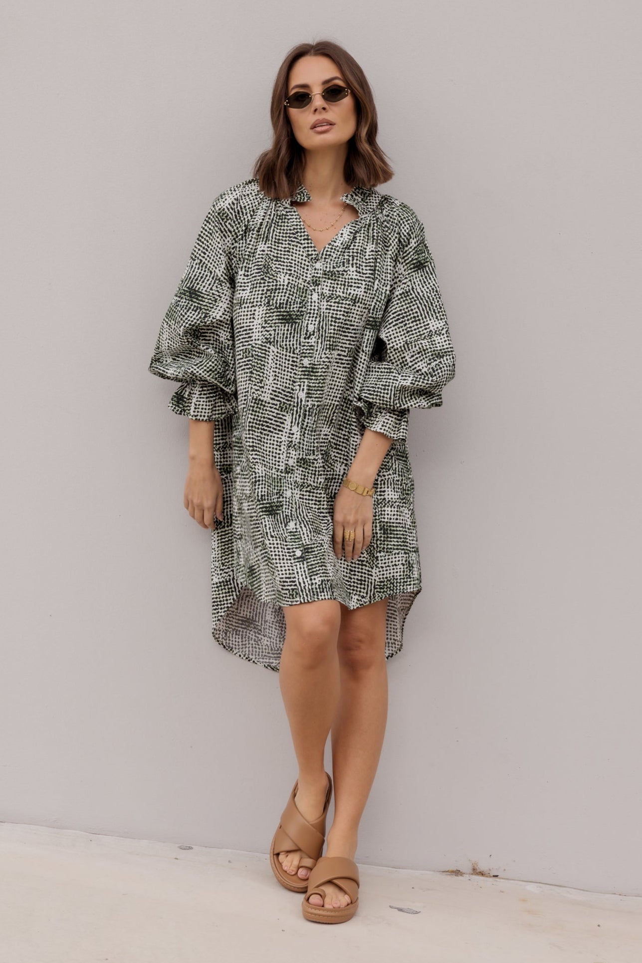 OLLIE Dress Emerald Textured Print