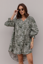 OLLIE Dress Emerald Textured Print