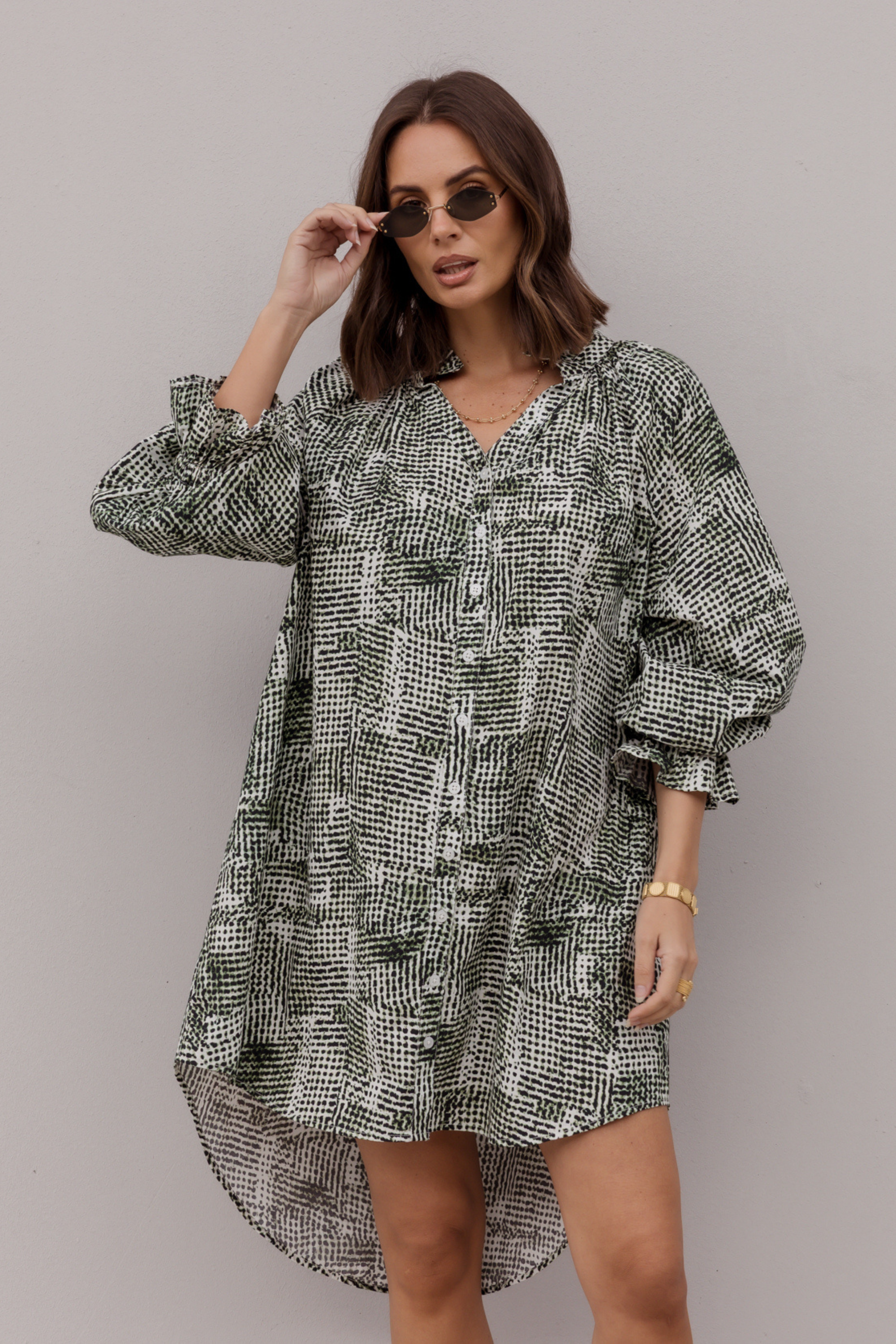 OLLIE Dress Emerald Textured Print