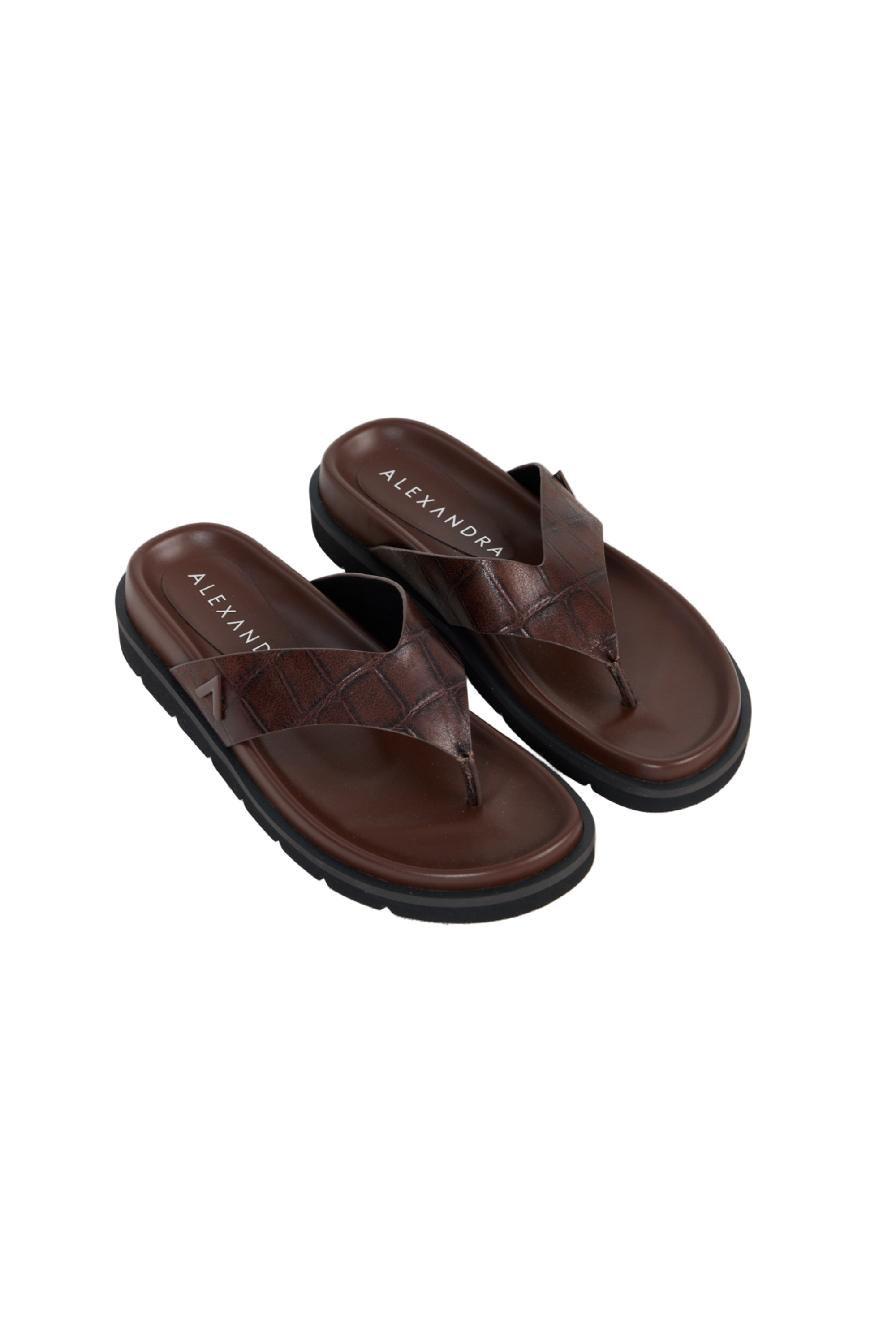 Leather Thong Chocolate Croc