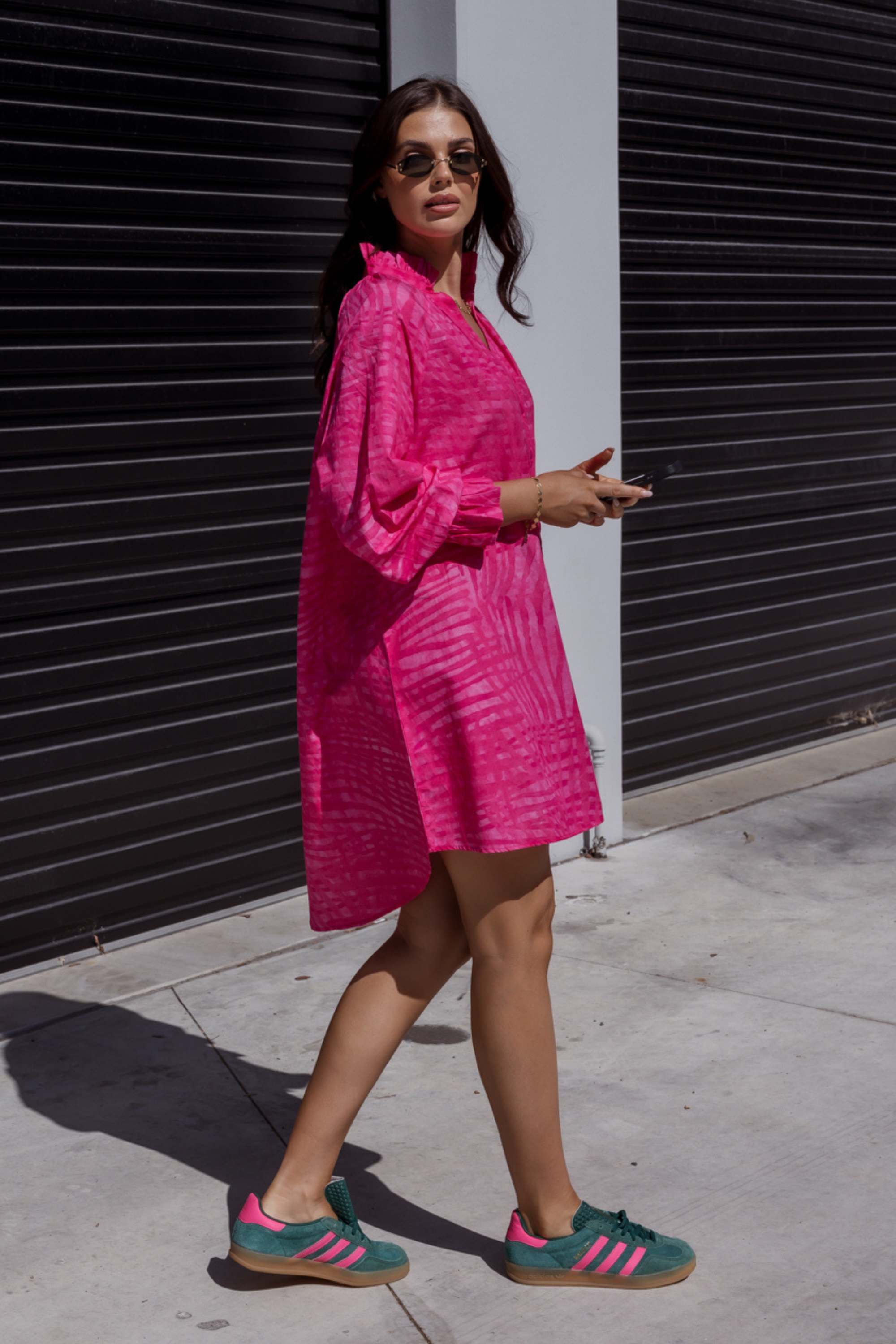 OLLIE Dress Hot Pink Brush Stoke