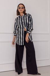 KRISTOS Shirt Navy Textured Stripe