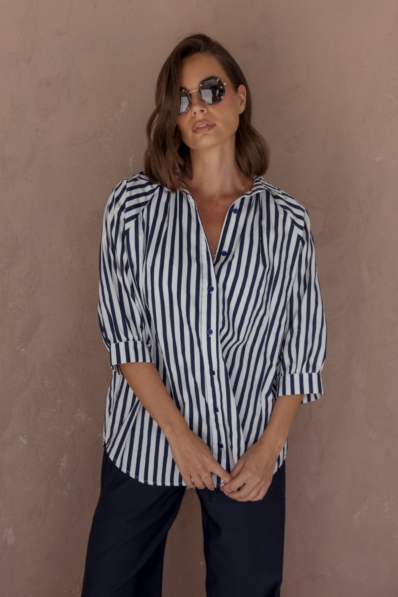 ALLEGRA Blouse Navy Stripe