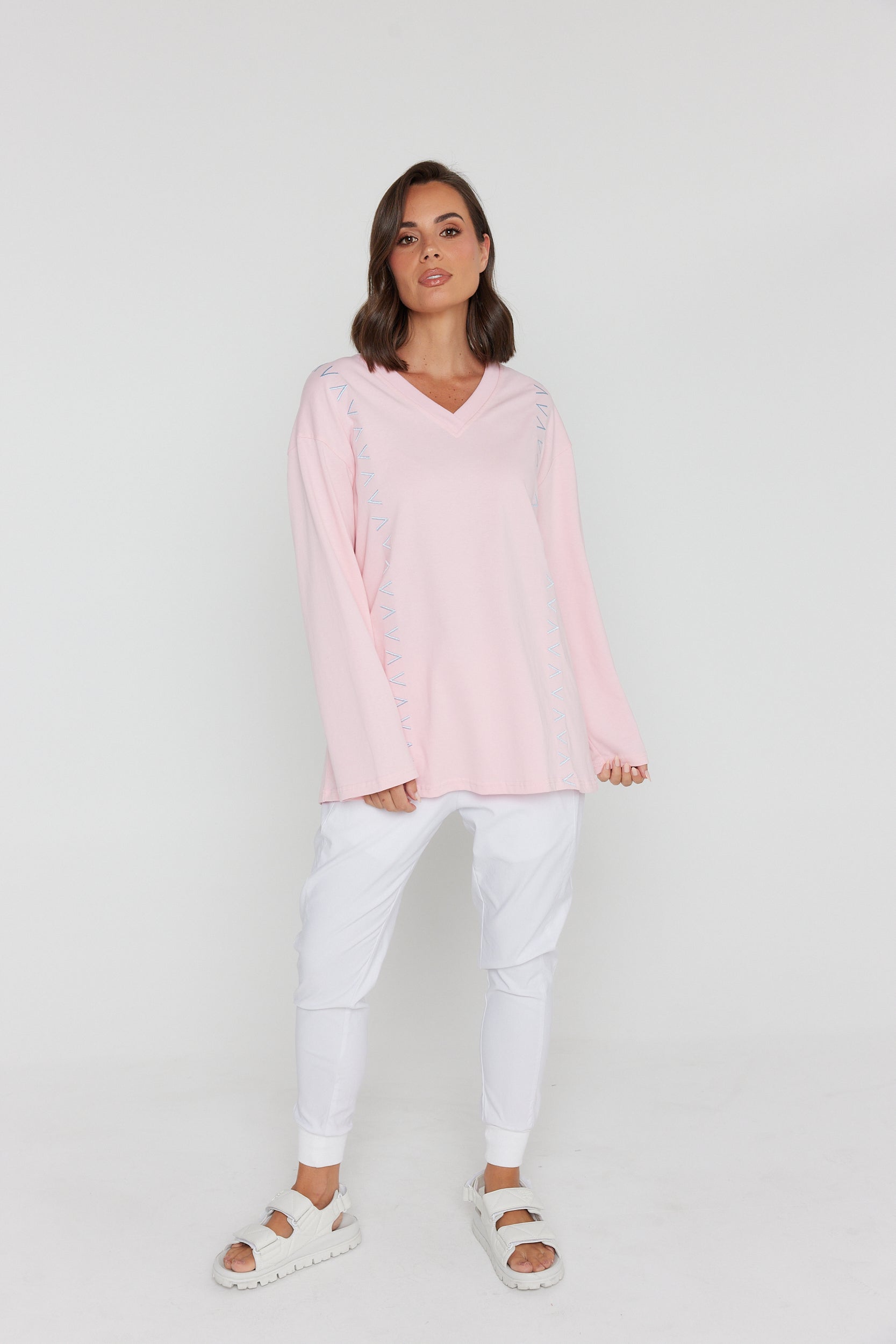 SANDERS V Long Sleeve Top  Pink