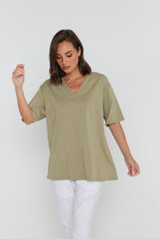 NIX V-Neck T-Shirt Green Taupe